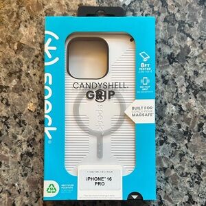 Speck CandyShell Grip Case for iPhone 16 Pro - White and Gray